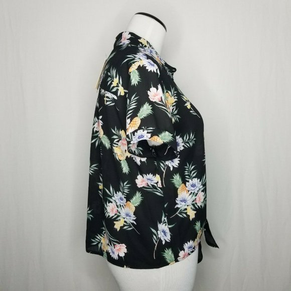 Hippie Rose Floral Pineapple Tropical Tie-Front - Picture 6 of 8
